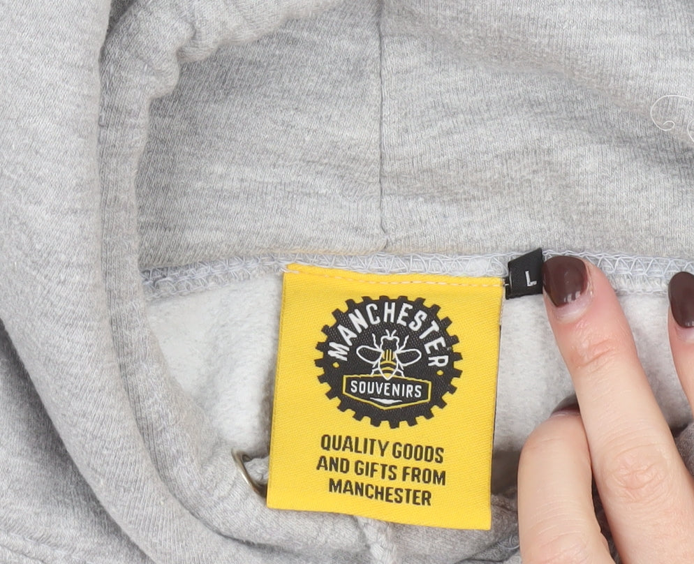 Mens UK Size L Manchester Souvenirs Grey Pullover Hoodie