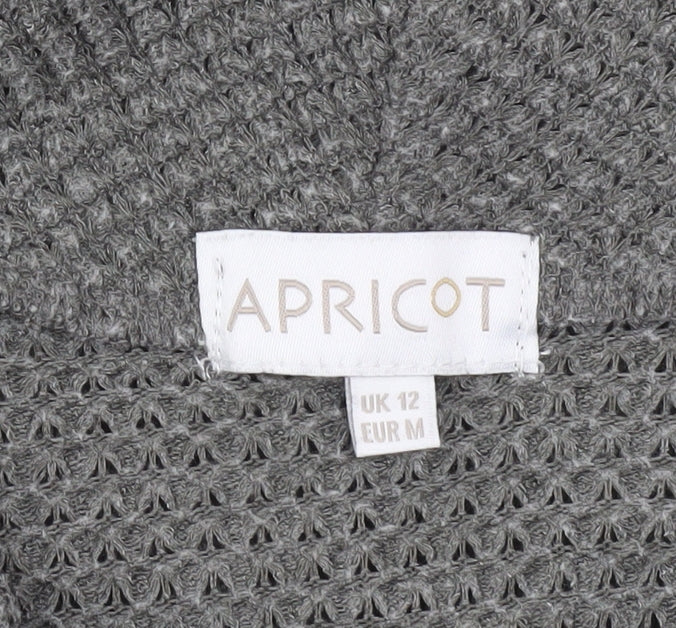 Apricot Womens Grey Cowl Neck Waffle-Knit Pullover Jumper Size 12