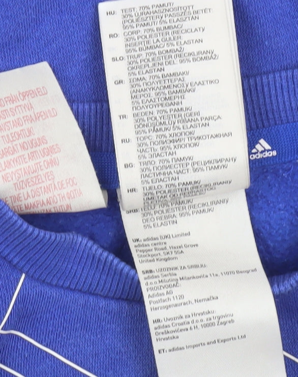 Adidas Unisex Baby Blue & Grey Pullover Jumper 18-24 Months Sportswear