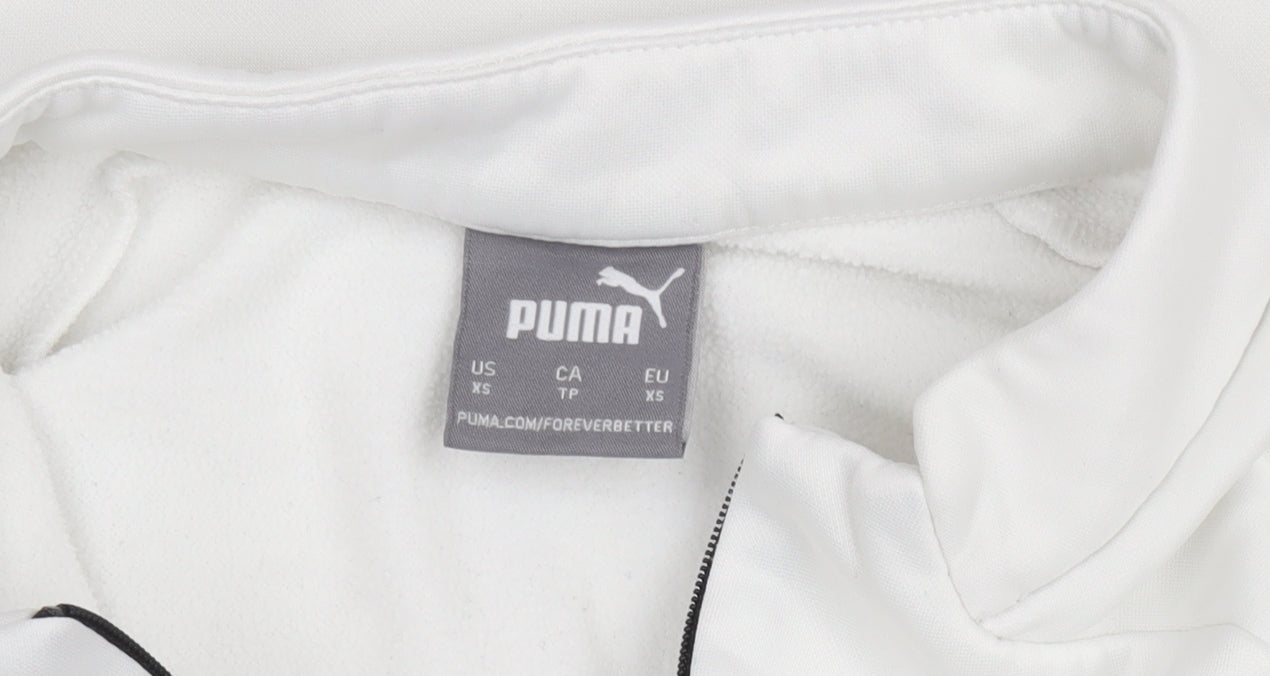 Puma Women White XS 1/4 Zip Pullover Sweatshirt with Black Detail