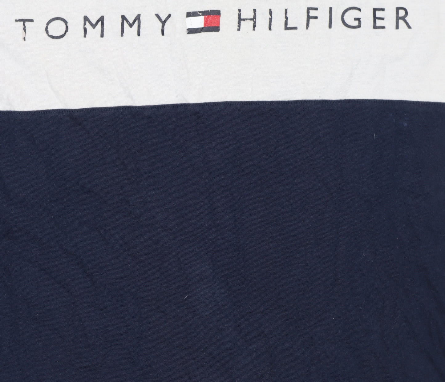 Tommy Hilfiger Men's Blue Colourblock Logo T-Shirt Size S
