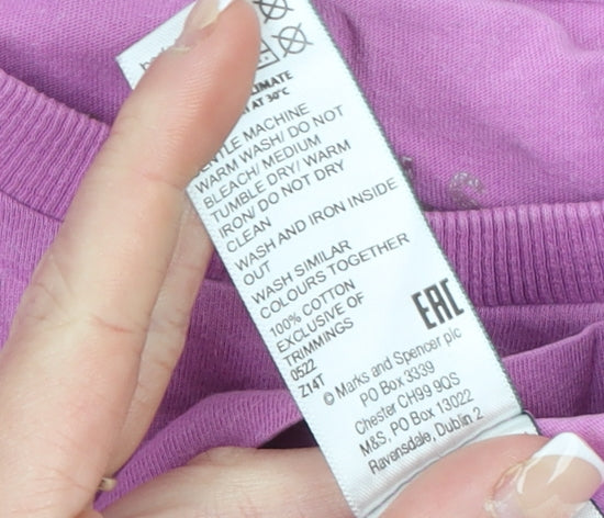 Girls UK Size 12-13 Years Marks and Spencer Pink Basic T-Shirt