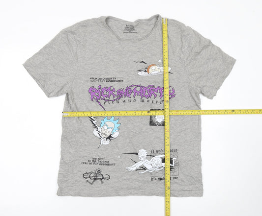 Rick and Morty Adult Swim Grey Graphic T-Shirt Men’s Medium