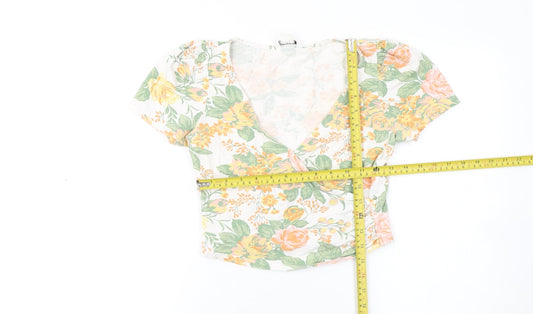 Womens UK Size XS Monki Multicoloured Cropped Blouse
