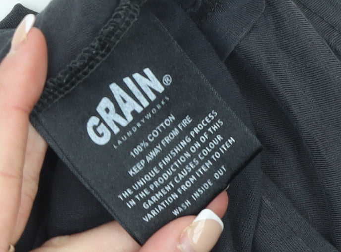 Womens UK Size M GRAIN Black Basic T-Shirt