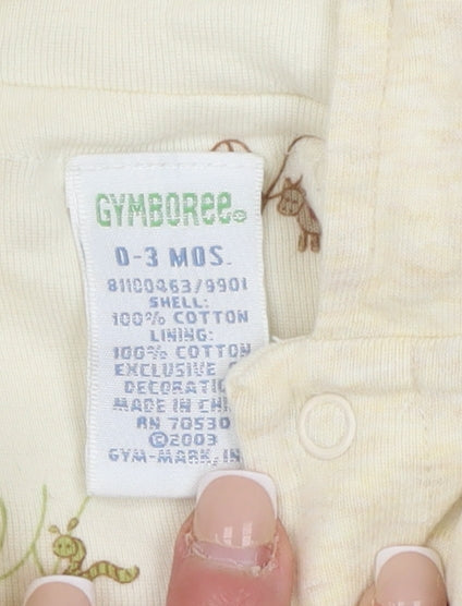 Gymboree Unisex Baby Beige 0-3 Months Hooded Outfit Set 100% Cotton ABC Embroidered