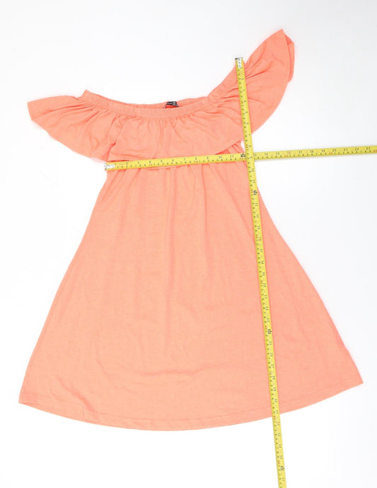Atmosphere Women’s Orange Off Shoulder Ruffle A-Line Jersey Dress Size 10