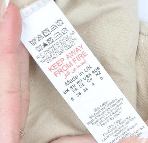 PrettyLittleThing Women Beige Crop T-Shirt Size 8 Cotton Blend