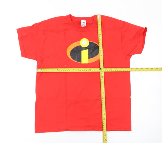 Boys UK Size 9-10 Years Fruit of the Loom Red Basic T-Shirt