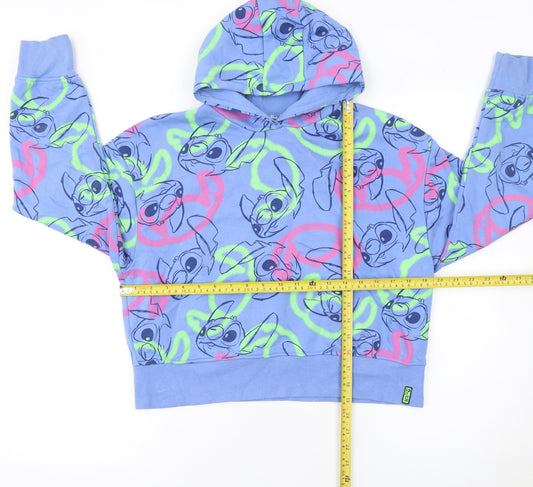 Primark Girls Blue Stitch Hoodie 12-13 Years Pullover Graphic Sweatshirt