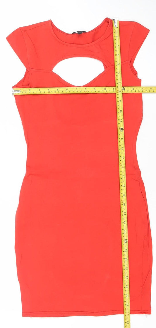 River Island Women's Red Bodycon Cut Out Dress Size 8