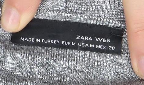 Womens UK Size 10 Zara Grey Basic T-Shirt
