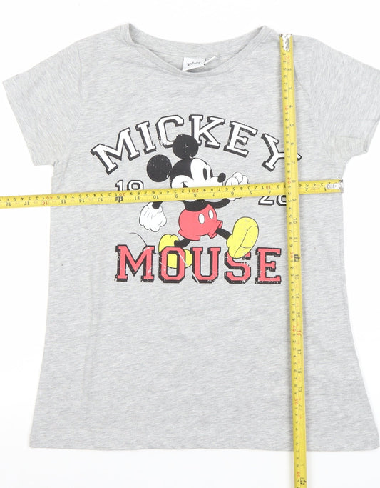 Womens UK Size 8 Disney Grey Basic T-Shirt