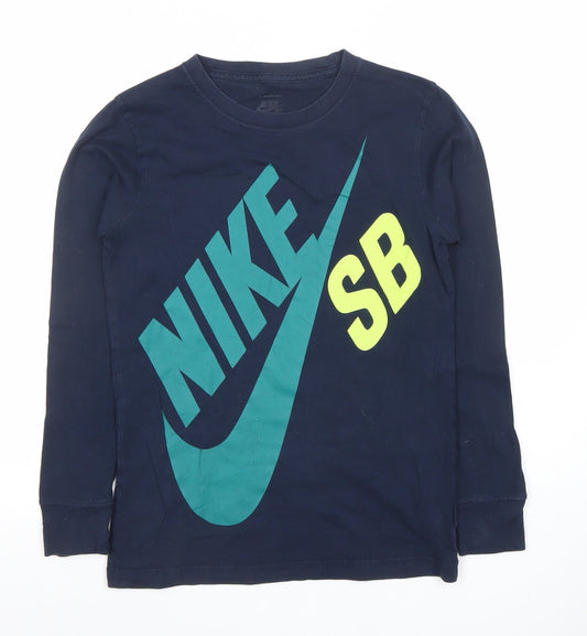 Boys UK Size 10-12 Years Nike Blue Basic Pullover T-Shirt