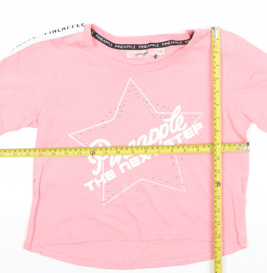 Girls UK Size 13 Years Pineapple Pink Basic T-Shirt