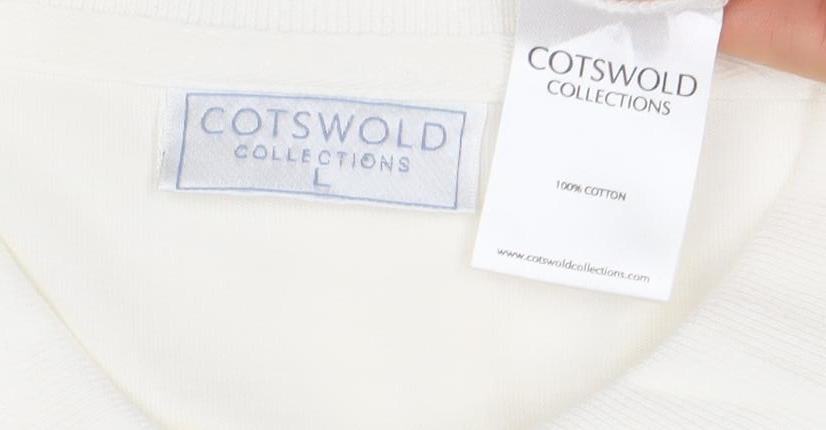 Cotswold Collections Women’s Ivory Embroidered Cotton Long Sleeve Polo L