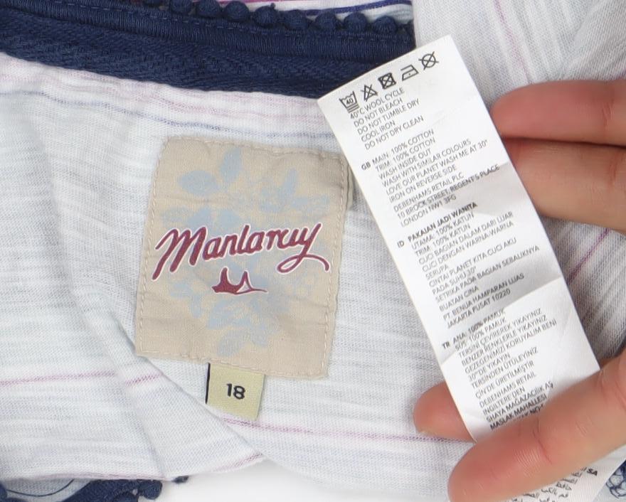 Matalan Women's Multicoloured Cotton Modal Striped Crochet Tank Top Size 18