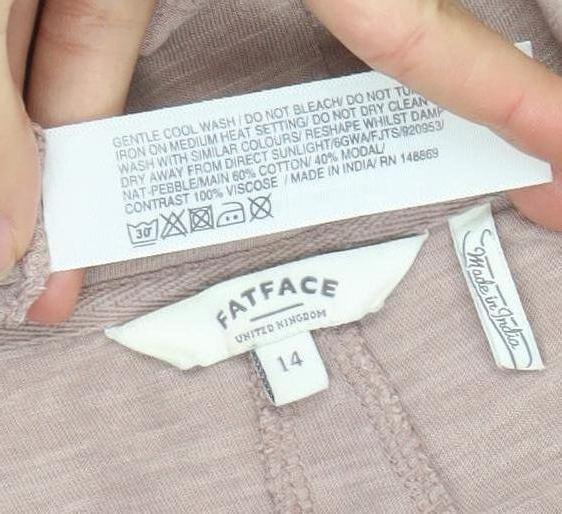 FatFace Womens Beige Long Sleeve Tunic Top Size 14 Viscose Casual