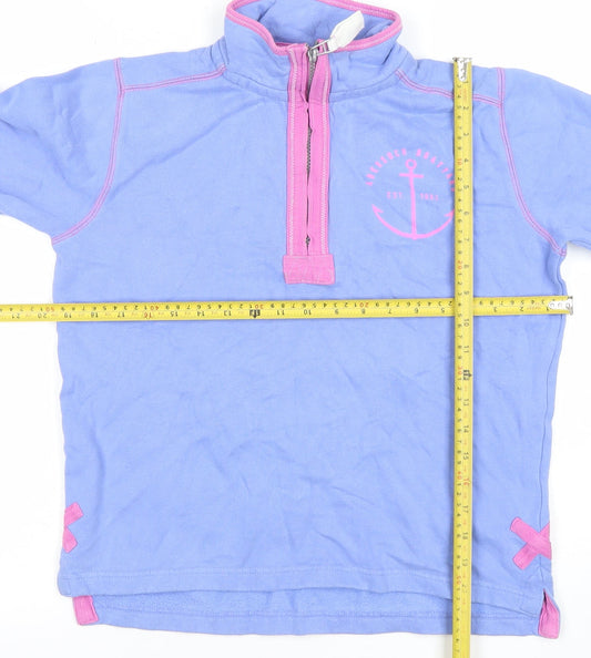 Lazy Jacks Girls Blue 1/2 Zip Nautical Sweatshirt 11-13 Years Cotton