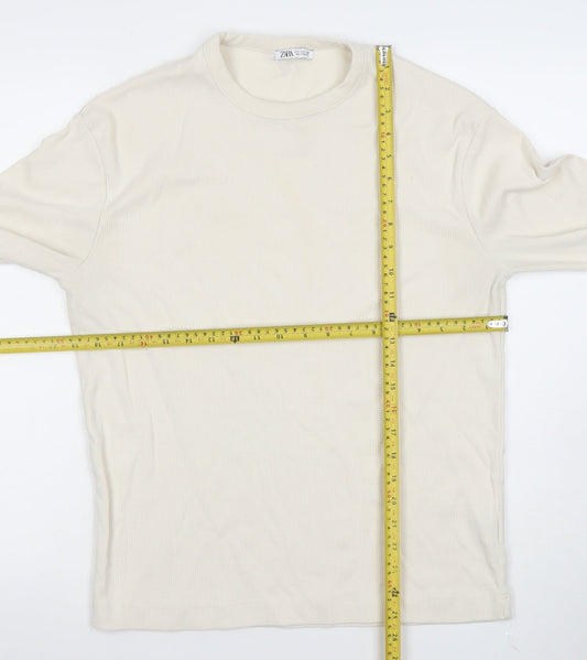 Mens UK Size S Zara Beige Pullover Sweatshirt