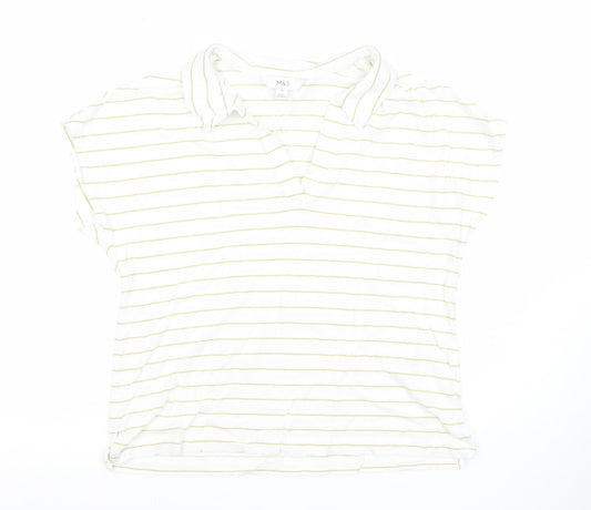 Womens UK Size 10 Marks and Spencer White Tunic Polo