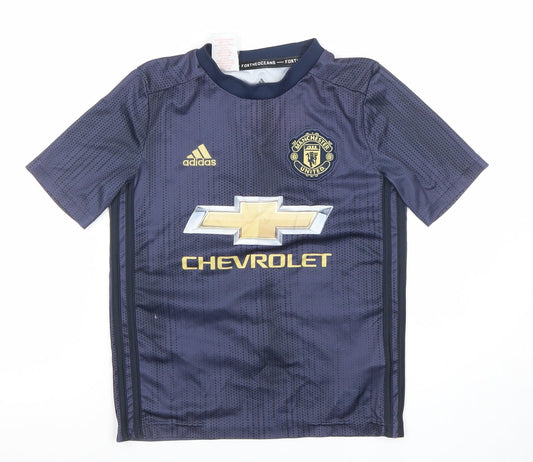 Adidas Boys Blue Manchester United Football Jersey 9-10 Years
