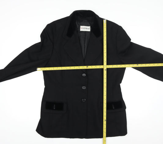Windsmoor Women Black Size 14 Pure New Wool Lined Tailored Blazer