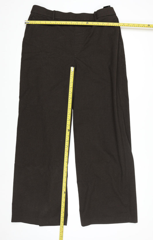 UNIQLO Mens Brown Check Trousers XL Elastic Waist Relaxed Fit