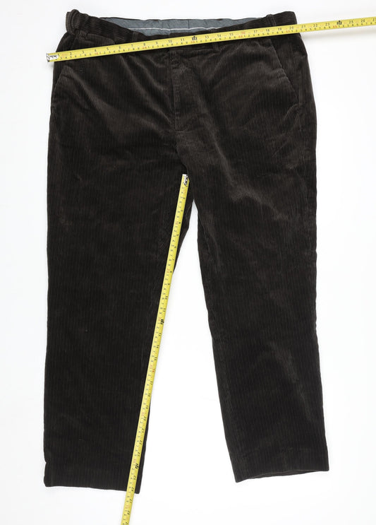 Marks and Spencer Men’s Brown Corduroy Regular Fit Trousers 40W 29L