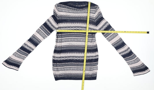 Next Women’s Blue Fair Isle Knit Jumper Dress Size 10 Long Sleeve