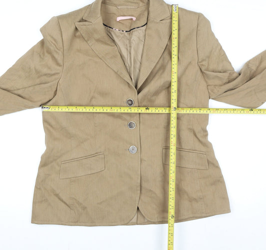 Basler Women Beige Size 16 Blazer Jacket Single Breasted Classic Fit