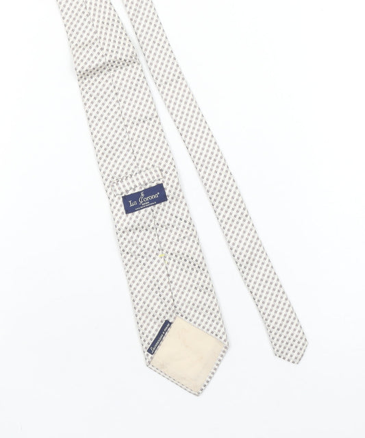 La Corona Men’s Beige Geometric Silk Tie – Designer Woven Style