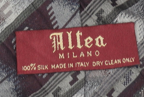 Altea Milano Men's Grey Geometric Designer Silk Tie One Size