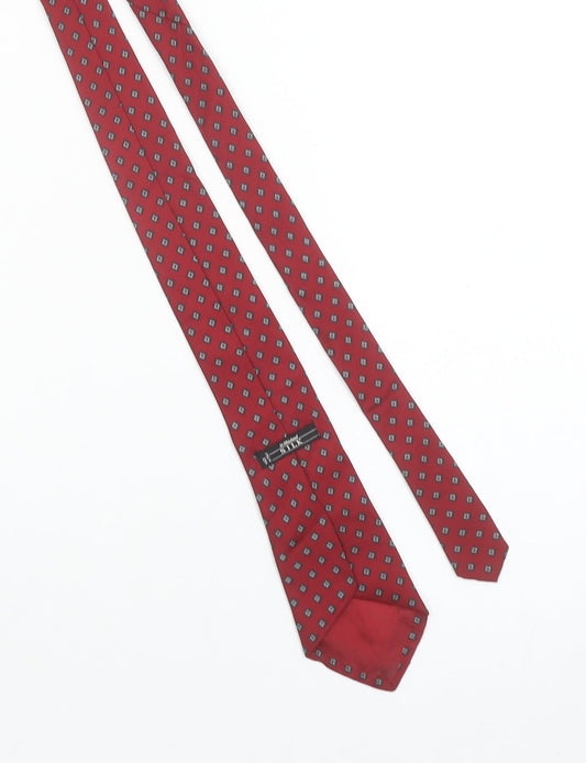 Marks and Spencer Men Red Silk Patterned Tie 176 Slim Style Made in Italy