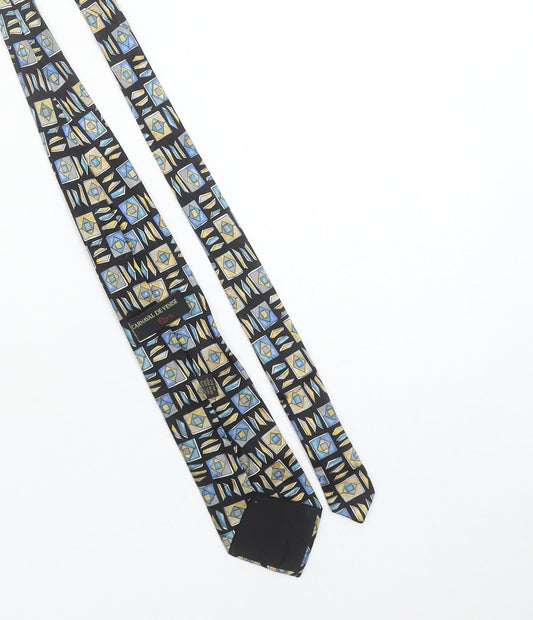 Mens Carnaval De Venise Black Geometric 100% Silk Designer Tie