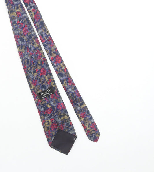 Christian Dior Monsieur Men Blue Floral Pure Silk Tie