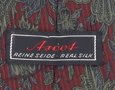 Ascot Men's Red Floral Silk Tie - Elegant Vintage Style