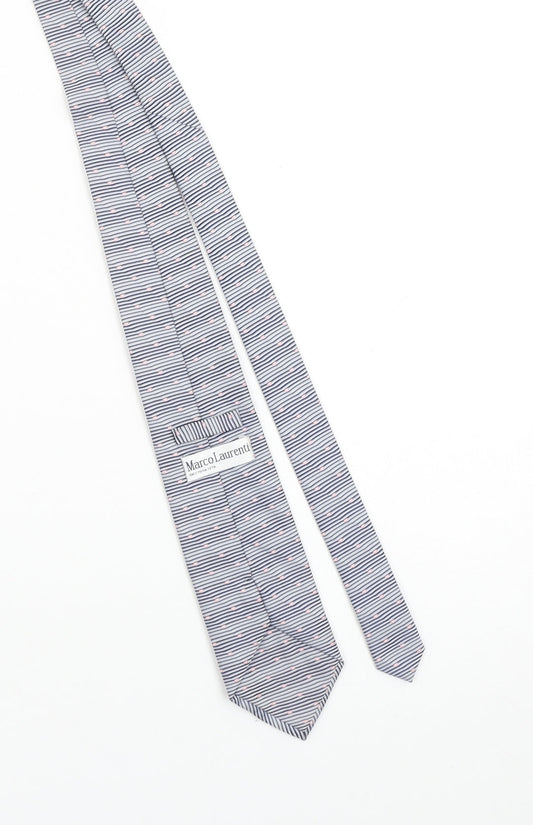 Marco Laurenti Men Blue Striped 100% Silk Handmade Tie