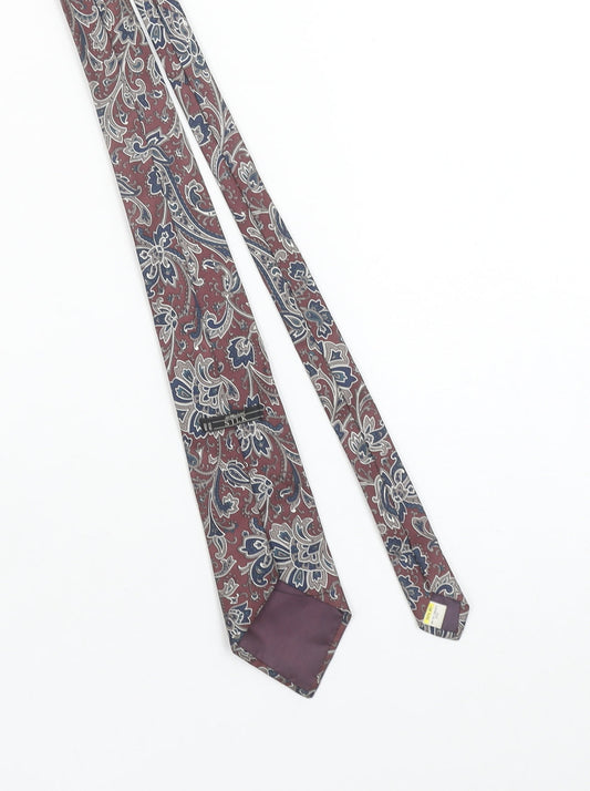 Mens Marks and Spencer Red Paisley 100% Silk Designer Tie