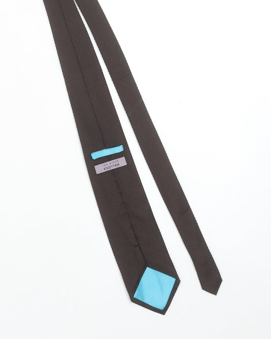 Ted Baker Men Brown Slim Silk Tie Knotted Design 176cm