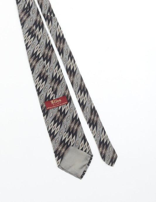 Mens Altea Grey Geometric 100% Silk Designer Tie