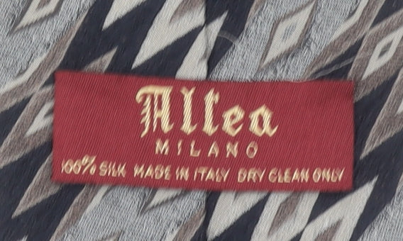 Mens Altea Grey Geometric 100% Silk Designer Tie
