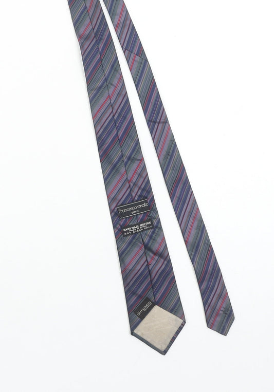Francesco Smalto Paris Men's Blue Striped Silk Designer Tie