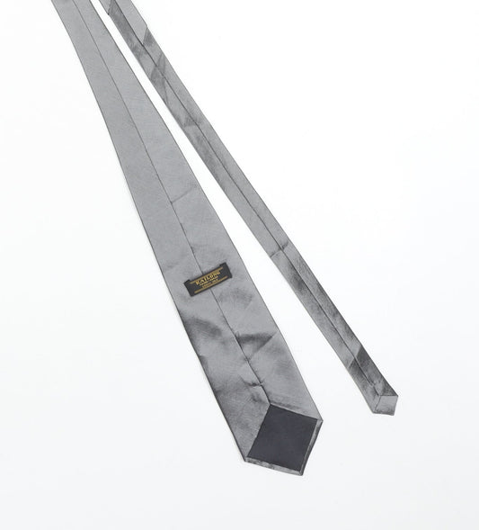 Kailong Men's Grey Handmade 100% Silk Pointed Tie