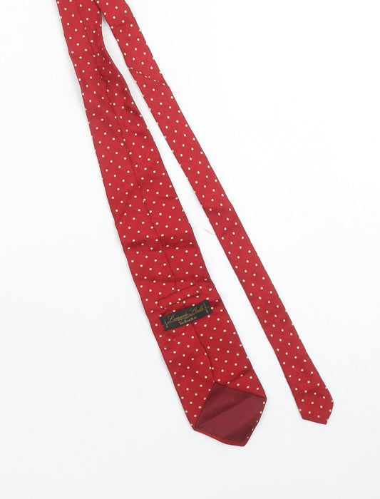 Leonardo Purcell Tie Rack Men Red Polka Dot Silk Slim Tie 176cm