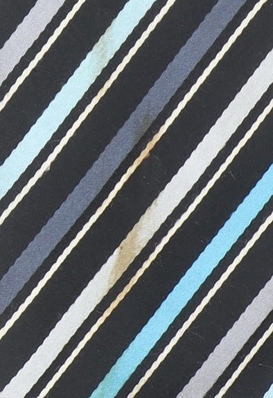 Mens Bäumler Black Striped 100% Silk Slim Tie