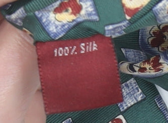 Mens Burton Green Floral 100% Silk Designer Tie