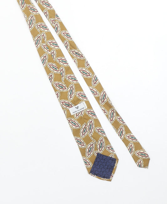 Mario Valentino Men's Beige Geometric Silk Tie 176cm Made in Italy