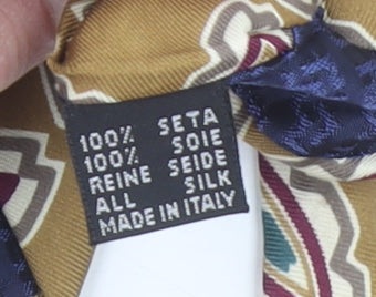 Mario Valentino Men's Beige Geometric Silk Tie 176cm Made in Italy