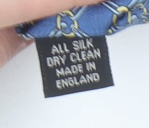 James Meade Men's Blue Geometric Silk Tie Made in England